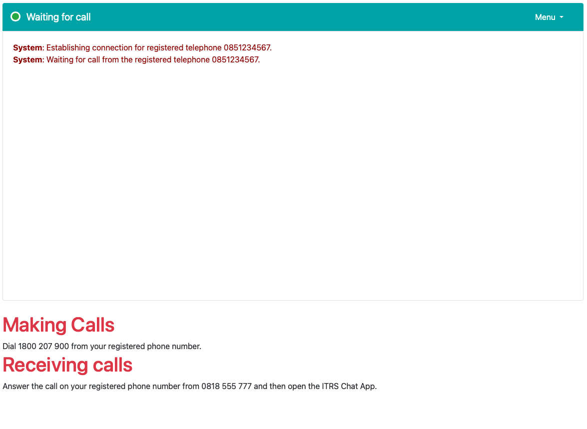 Screenshot showing waiting for a call